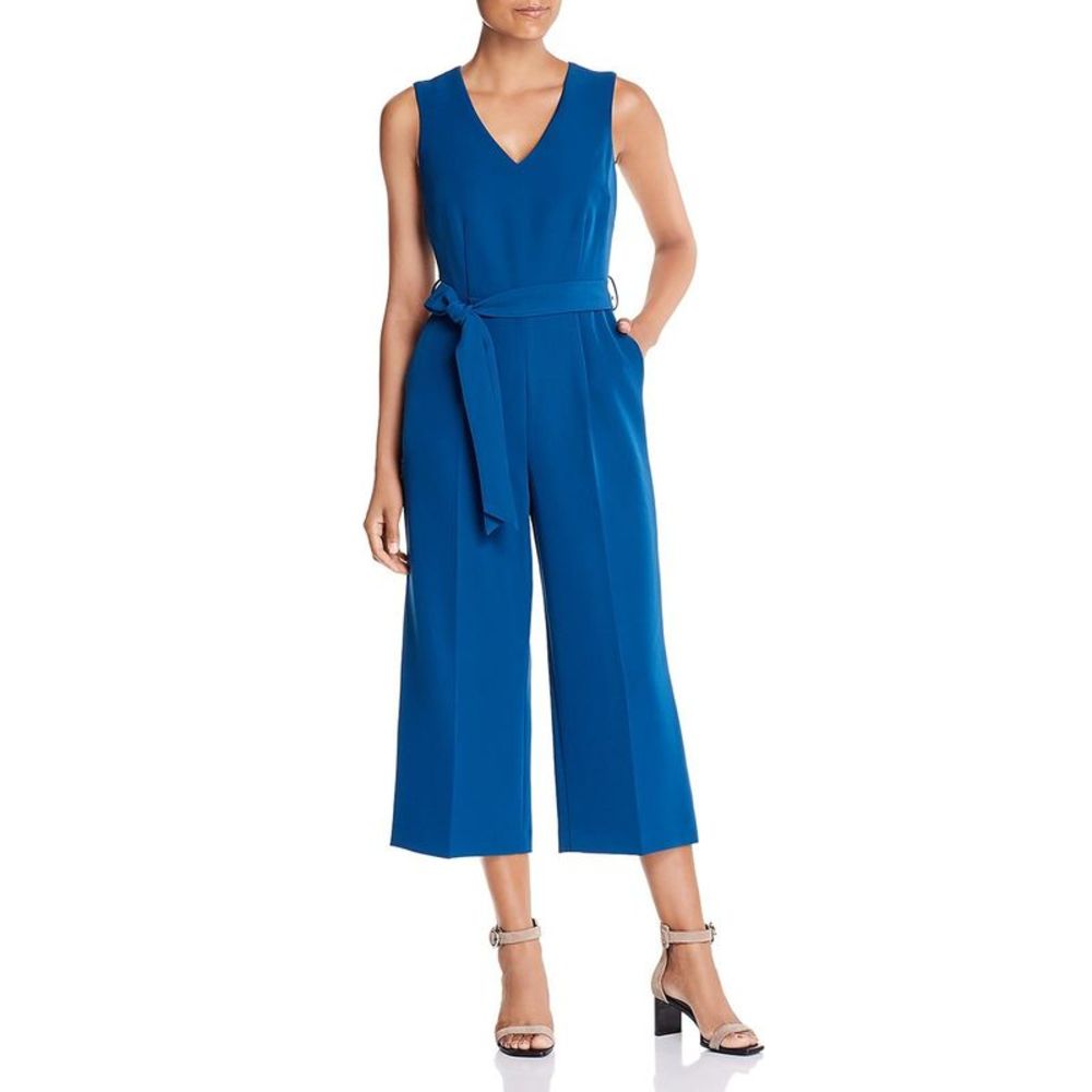 Vince Camuto Womens Blue V-Neck Dressy Professional Jumpsuit Imperfections